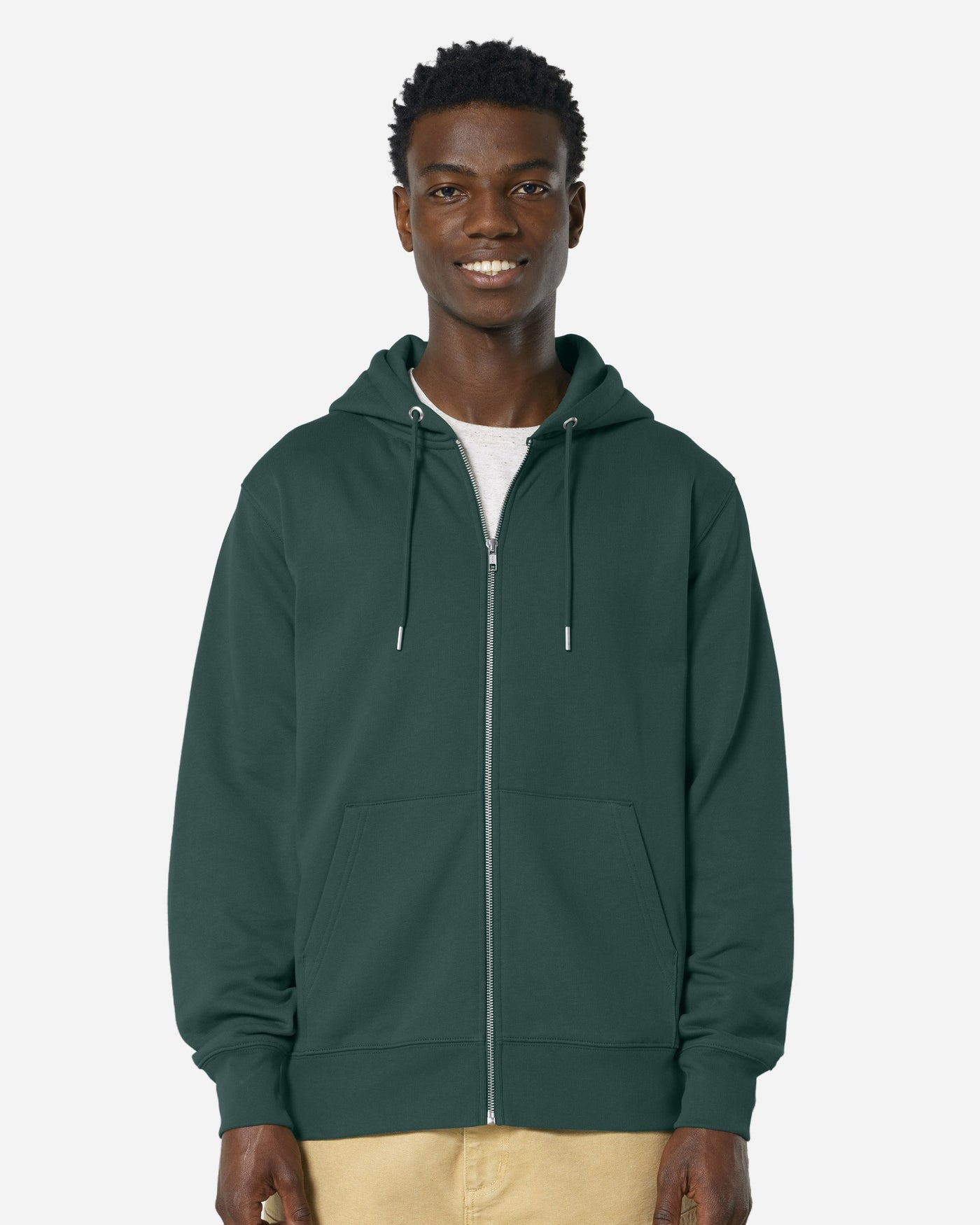 Sweat à capuche zippé unisexe Cultivator 2.0 porté, coloris Glazed Green