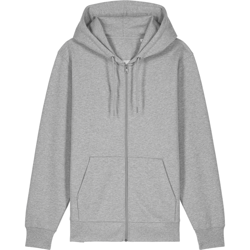 Sweat à capuche zippé unisexe Cultivator 2.0 à plat, coloris Heather Grey