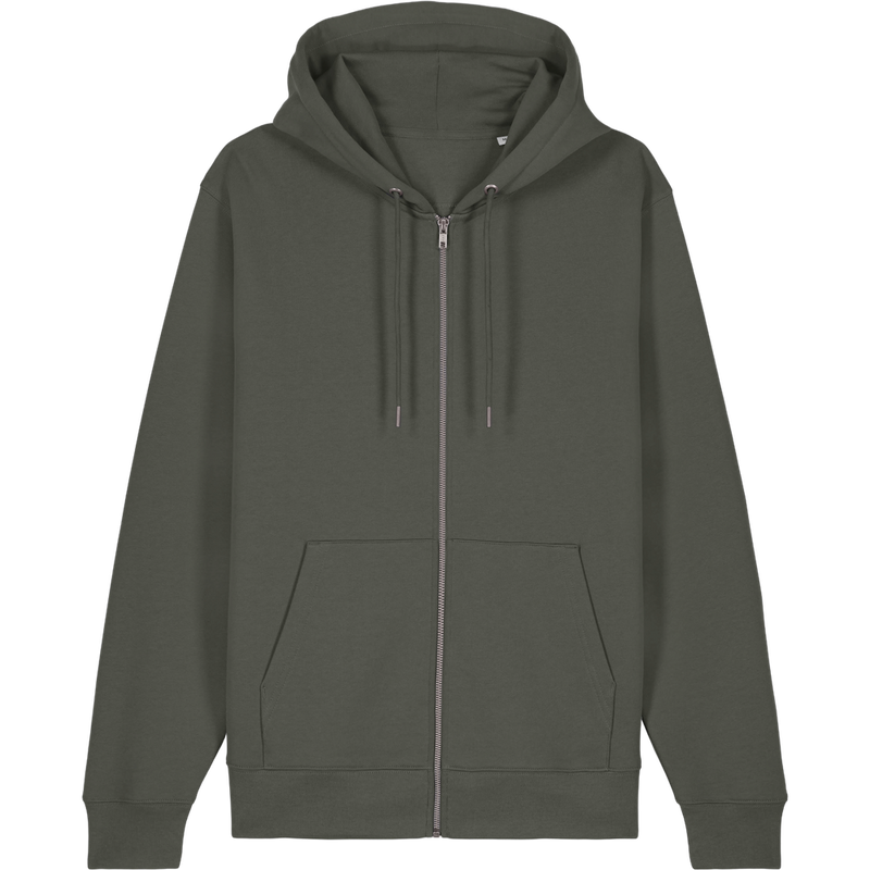 Sweat à capuche zippé unisexe Cultivator 2.0 à plat, coloris Khaki