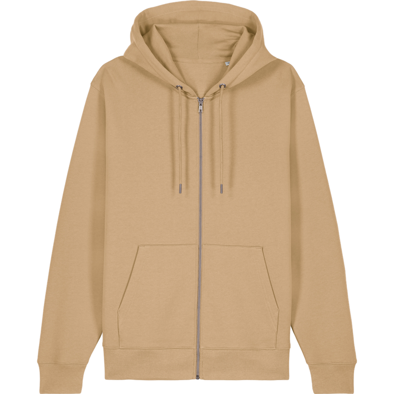 Sweat à capuche zippé unisexe Cultivator 2.0 à plat, coloris Latte