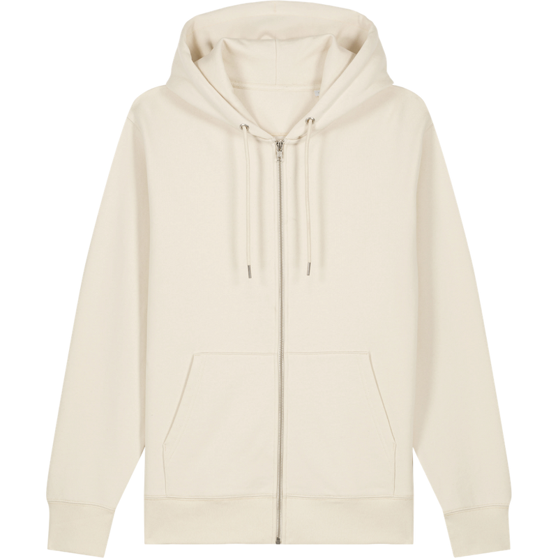 Sweat à capuche zippé unisexe Cultivator 2.0 à plat, coloris Natural Raw