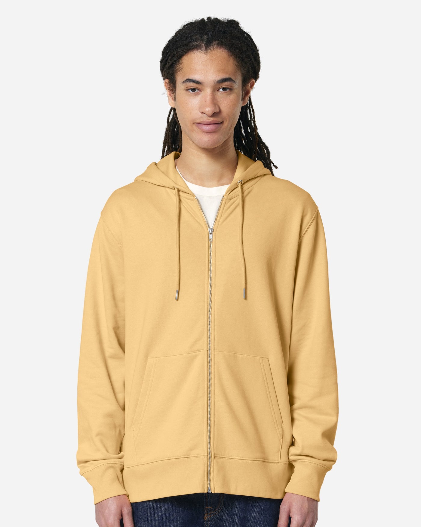 Sweat à capuche zippé unisexe Cultivator 2.0 porté, coloris Nispero