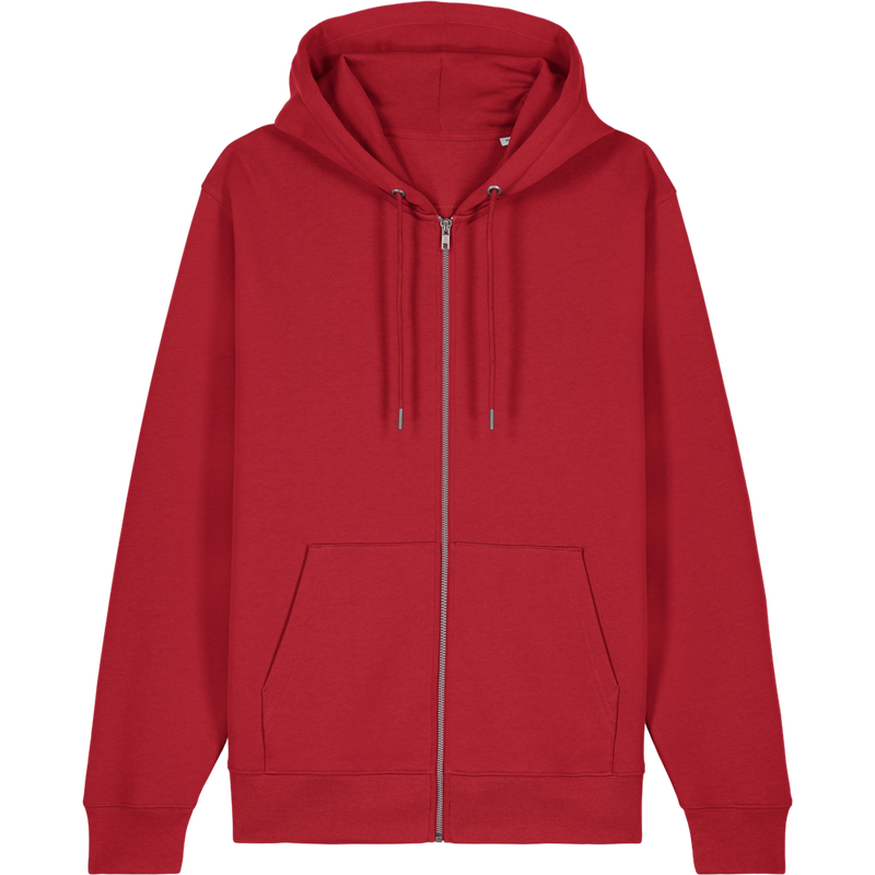 Sweat à capuche zippé unisexe Cultivator 2.0 à plat, coloris Red