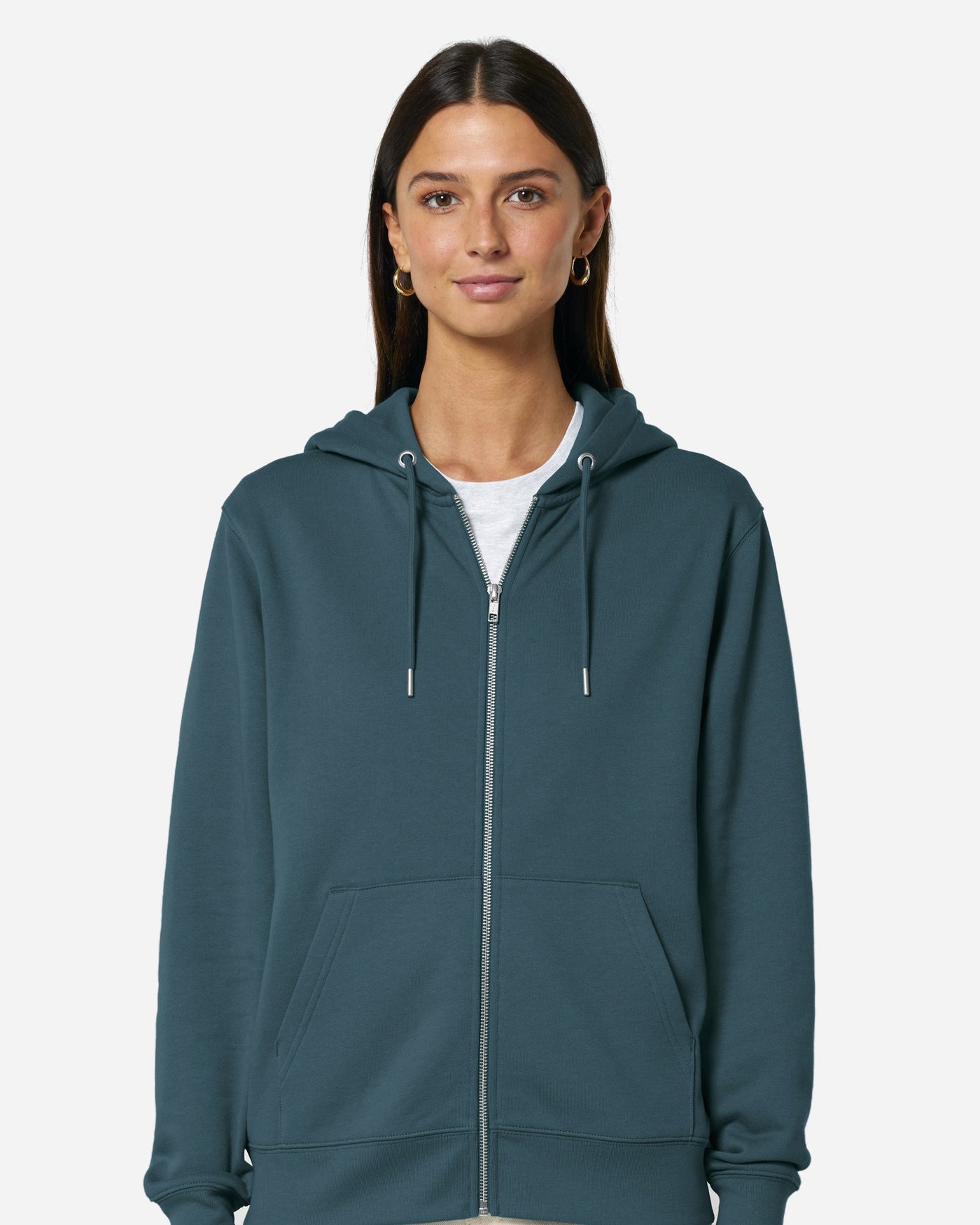 Sweat à capuche zippé unisexe Cultivator 2.0 porté, coloris Stargazer
