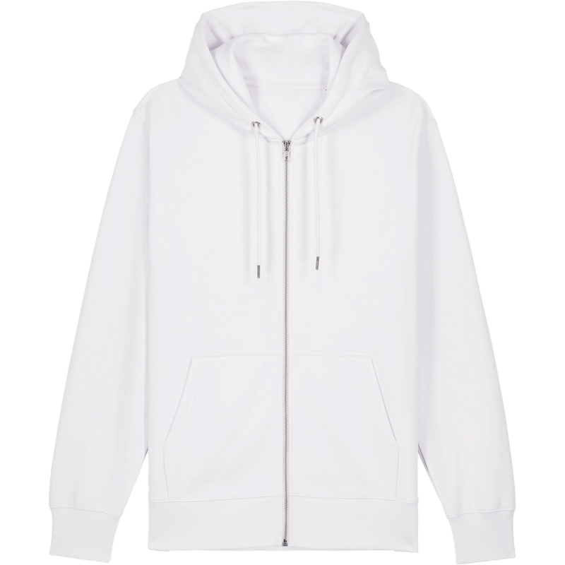 Sweat à capuche zippé unisexe Cultivator 2.0 à plat, coloris White