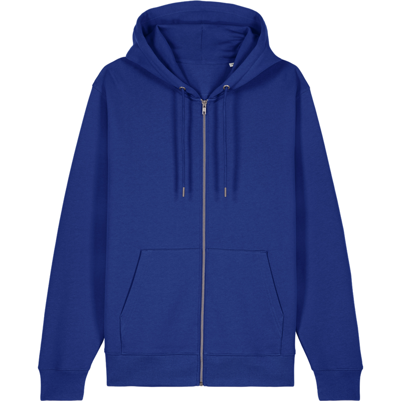 Sweat à capuche zippé unisexe Cultivator 2.0 à plat, coloris Worker Blue