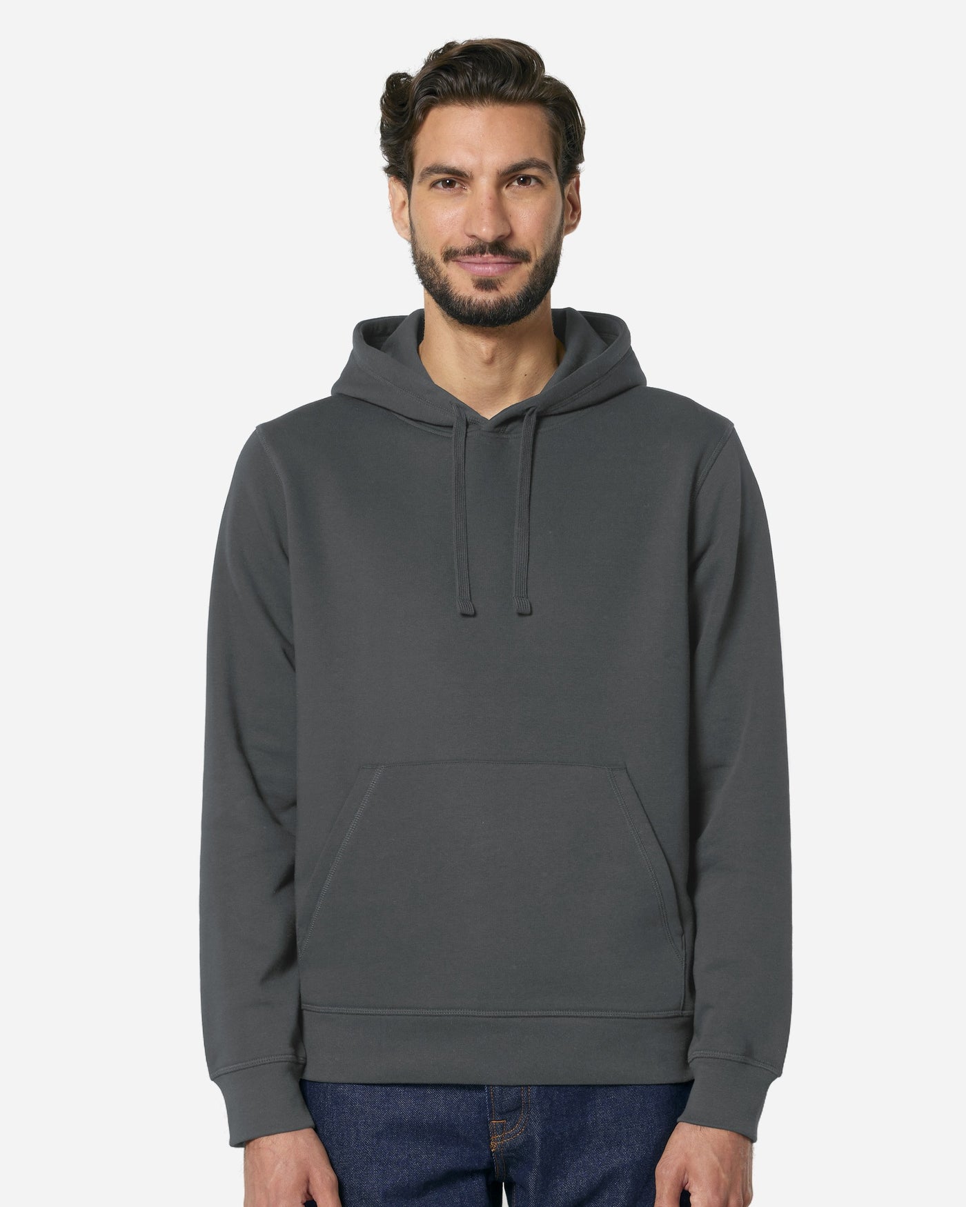 Sweat à capuche unisexe Drummer 2.0 porté, coloris Anthracite