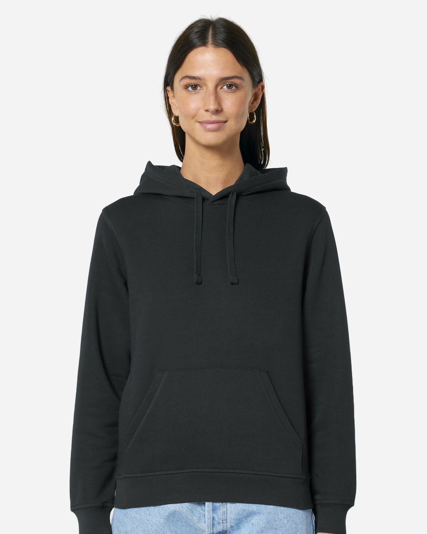 Sweat à capuche unisexe Drummer 2.0 porté, coloris Black