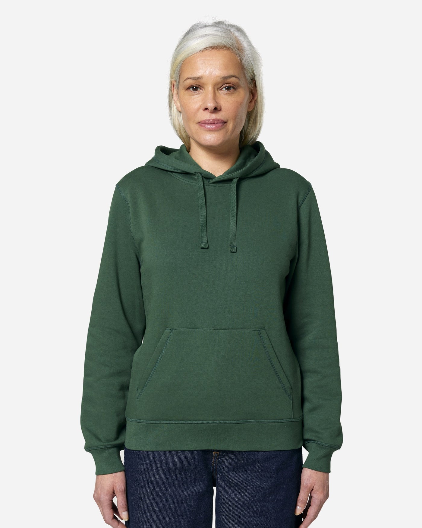 Sweat à capuche unisexe Drummer 2.0 porté, coloris Bottle Green