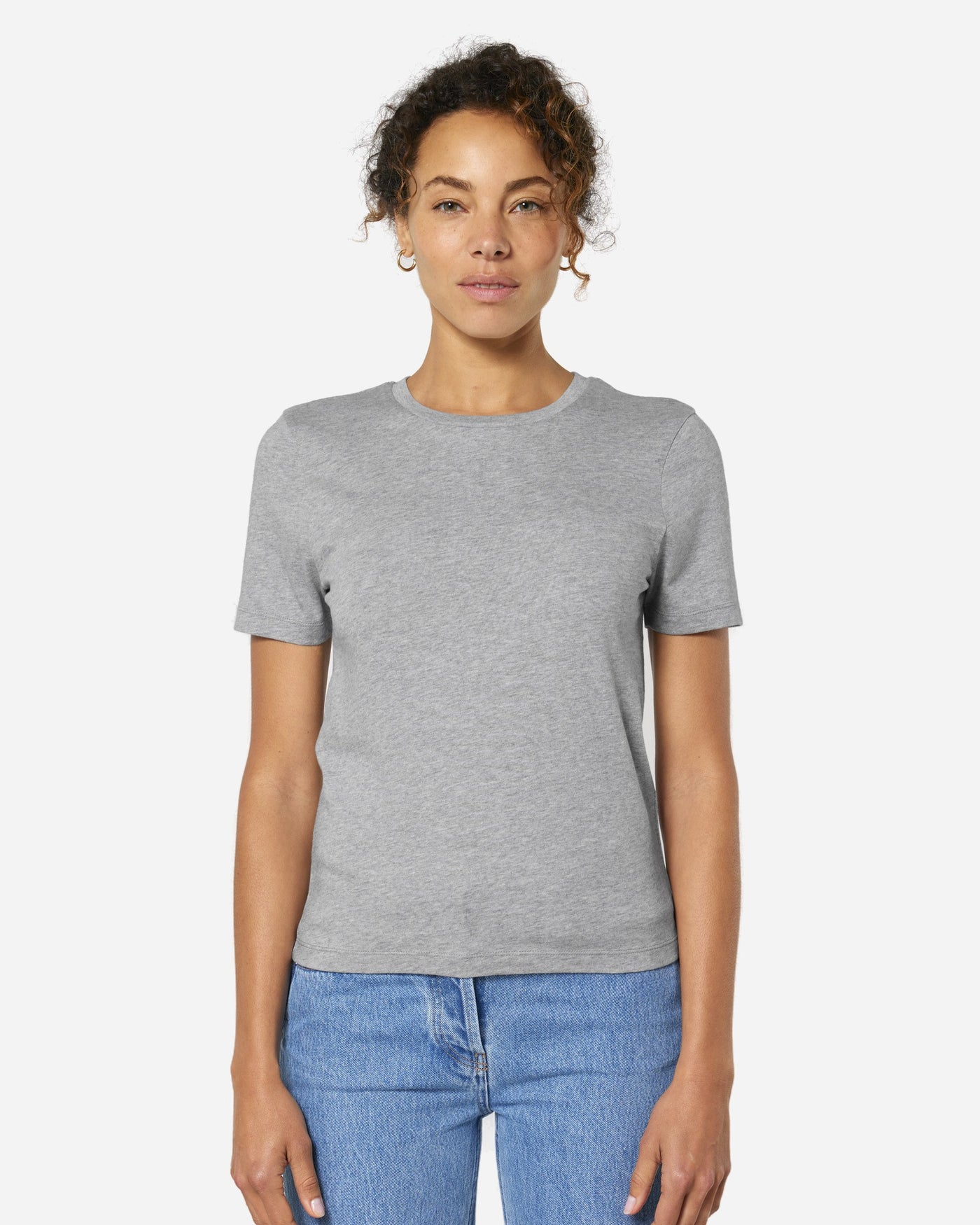 T-shirt femme Stella Ella porté, coloris Heather Grey