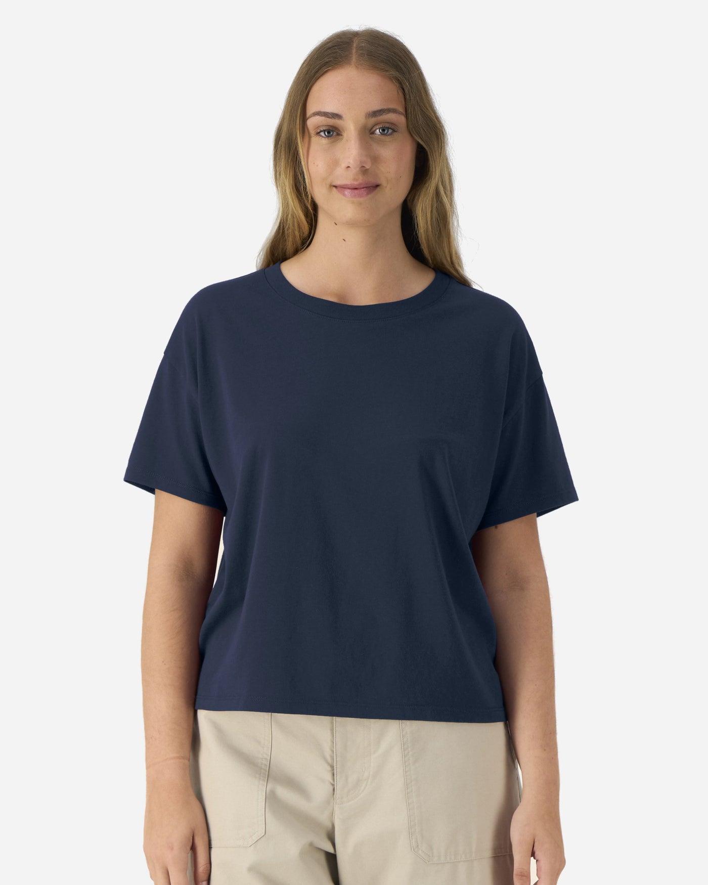 T-shirt femme Stella Etta porté, coloris French Navy