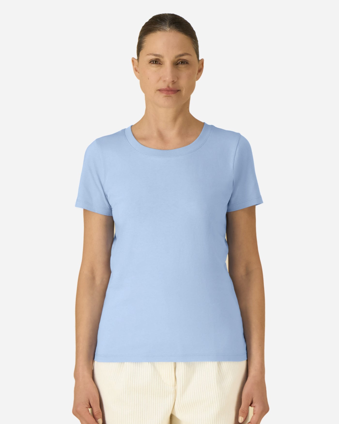 T-shirt femme Stella Expresser 2.0 porté, coloris Blue Soul