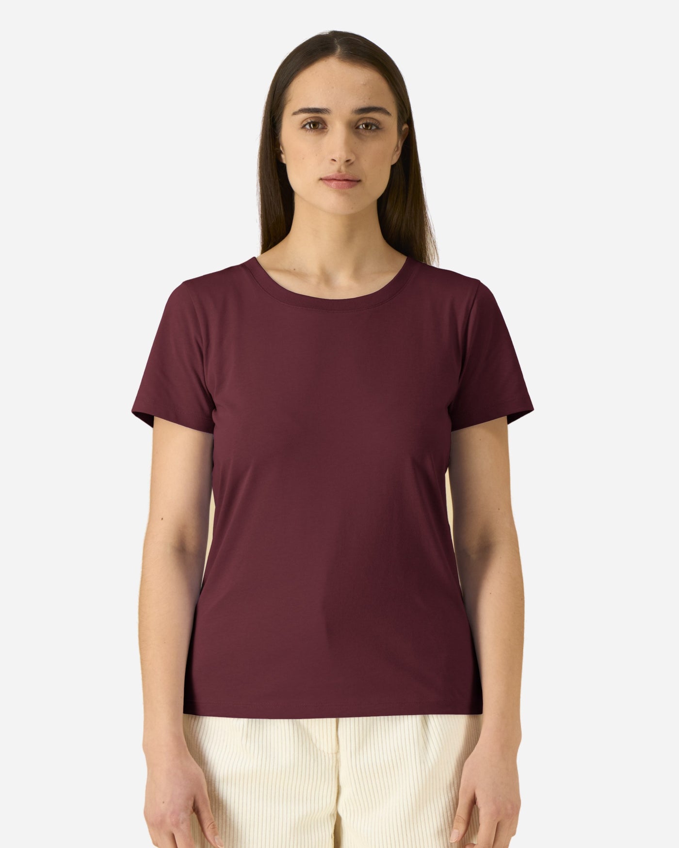 T-shirt femme Stella Expresser 2.0 porté, coloris Burgundy