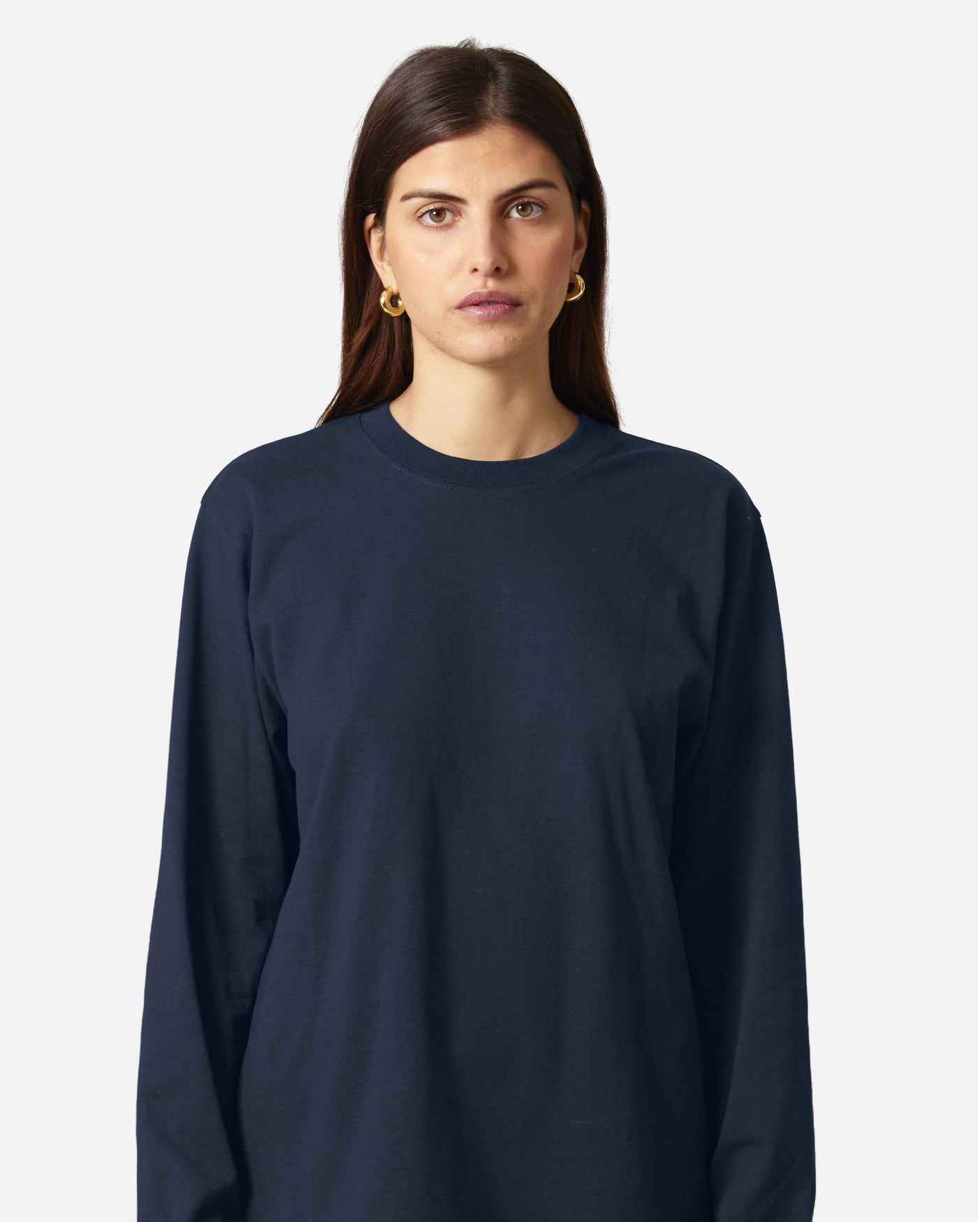 T-shirt unisexe Freestyler Long Sleeve porté, coloris French Navy