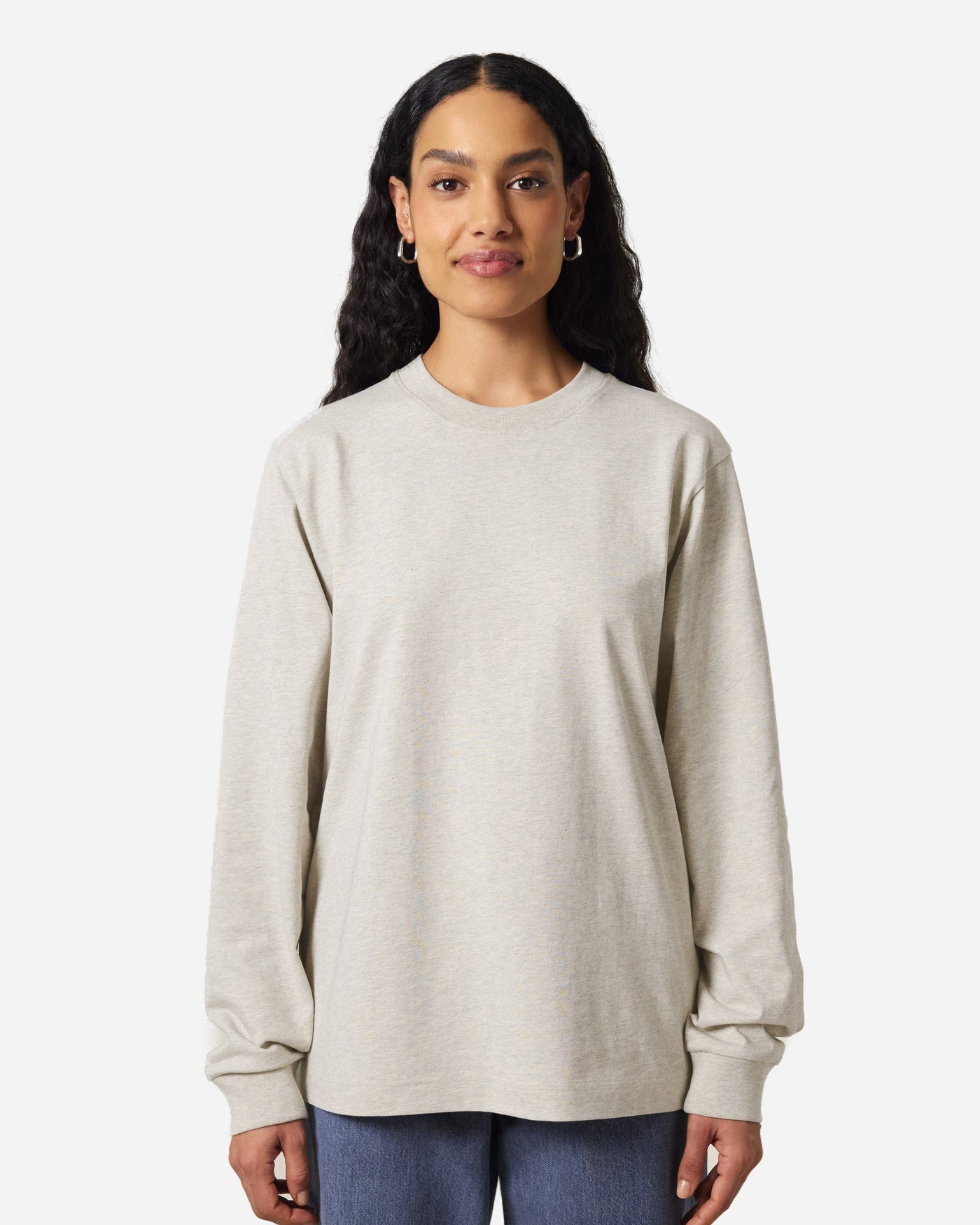 T-shirt unisexe Freestyler Long Sleeve porté, coloris Heather Haze