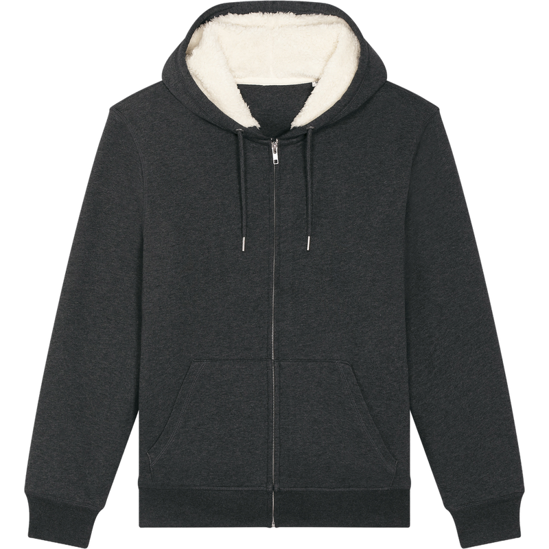 Sweat à capuche zippé unisexe Hygger Sherpa à plat, coloris Dark Heather Grey