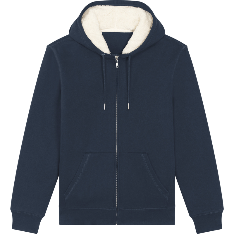 Sweat à capuche zippé unisexe Hygger Sherpa à plat, coloris French Navy