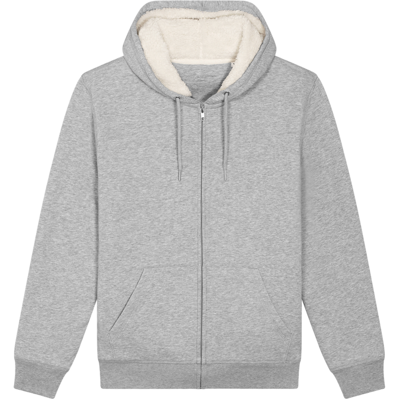 Sweat à capuche zippé unisexe Hygger Sherpa à plat, coloris Heather Grey