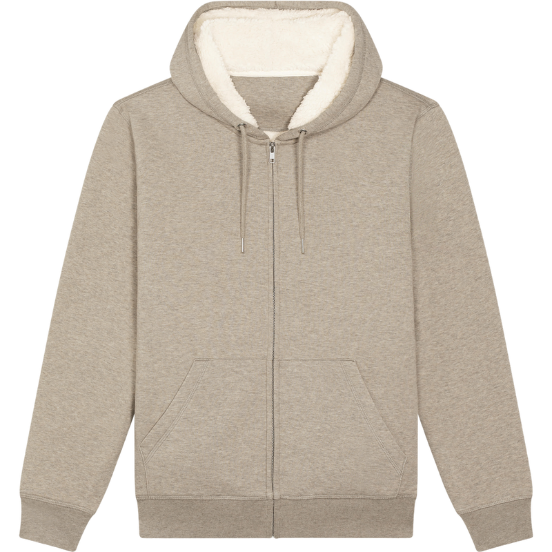 Sweat à capuche zippé unisexe Hygger Sherpa à plat, coloris Heather Sand