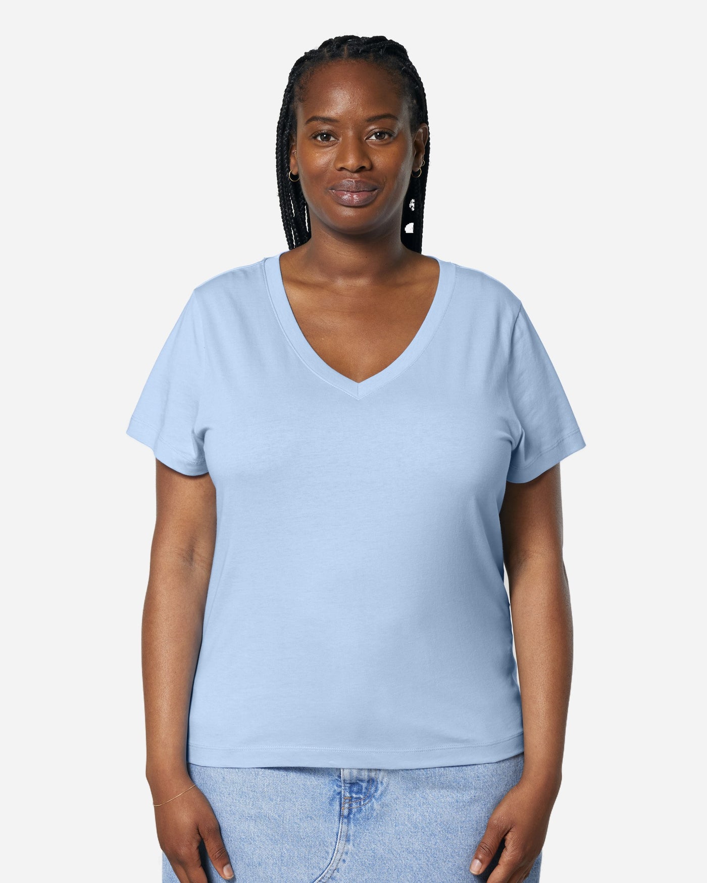T-shirt femme Stella Isla porté, coloris Blue Soul