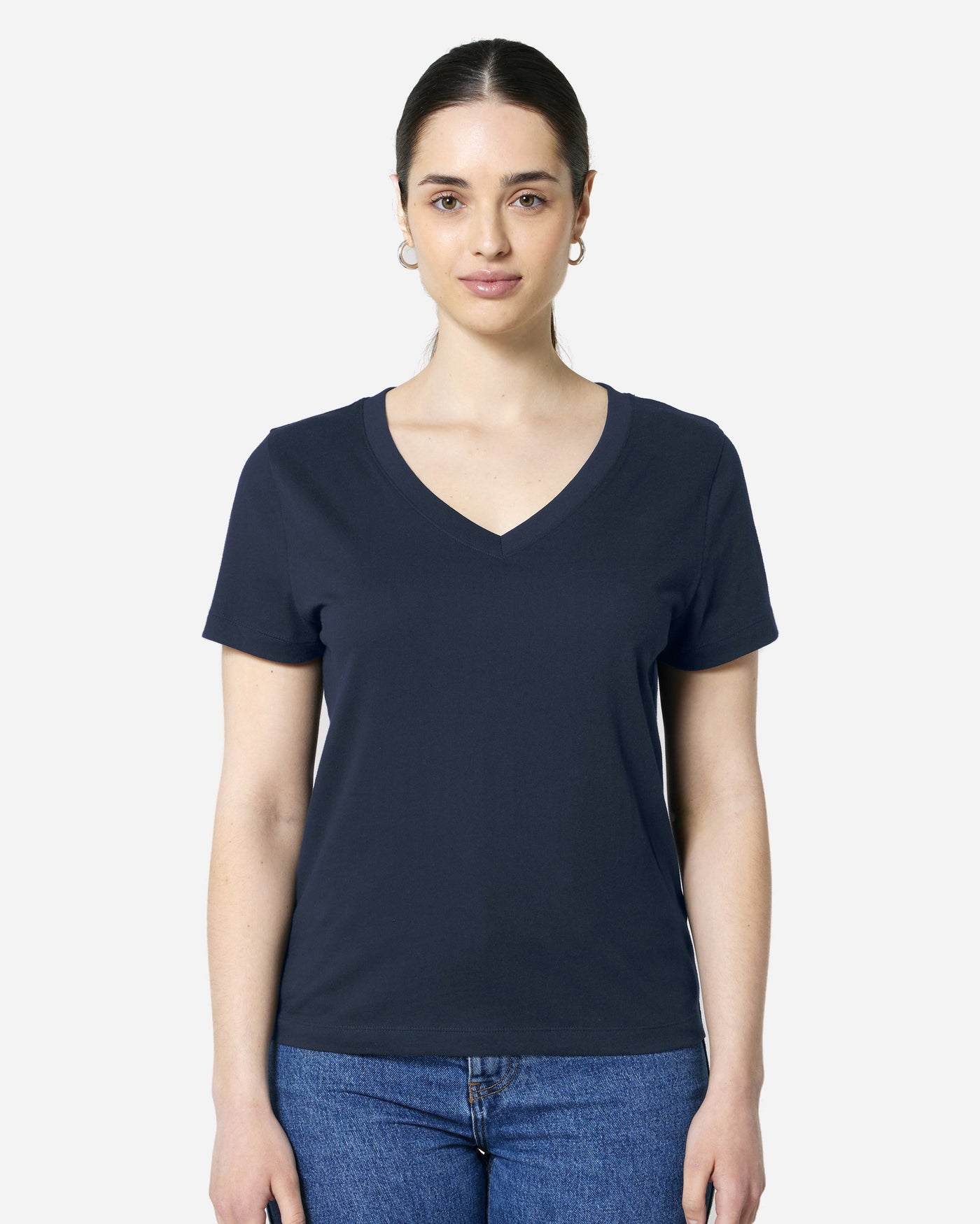 T-shirt femme Stella Isla porté, coloris French Navy