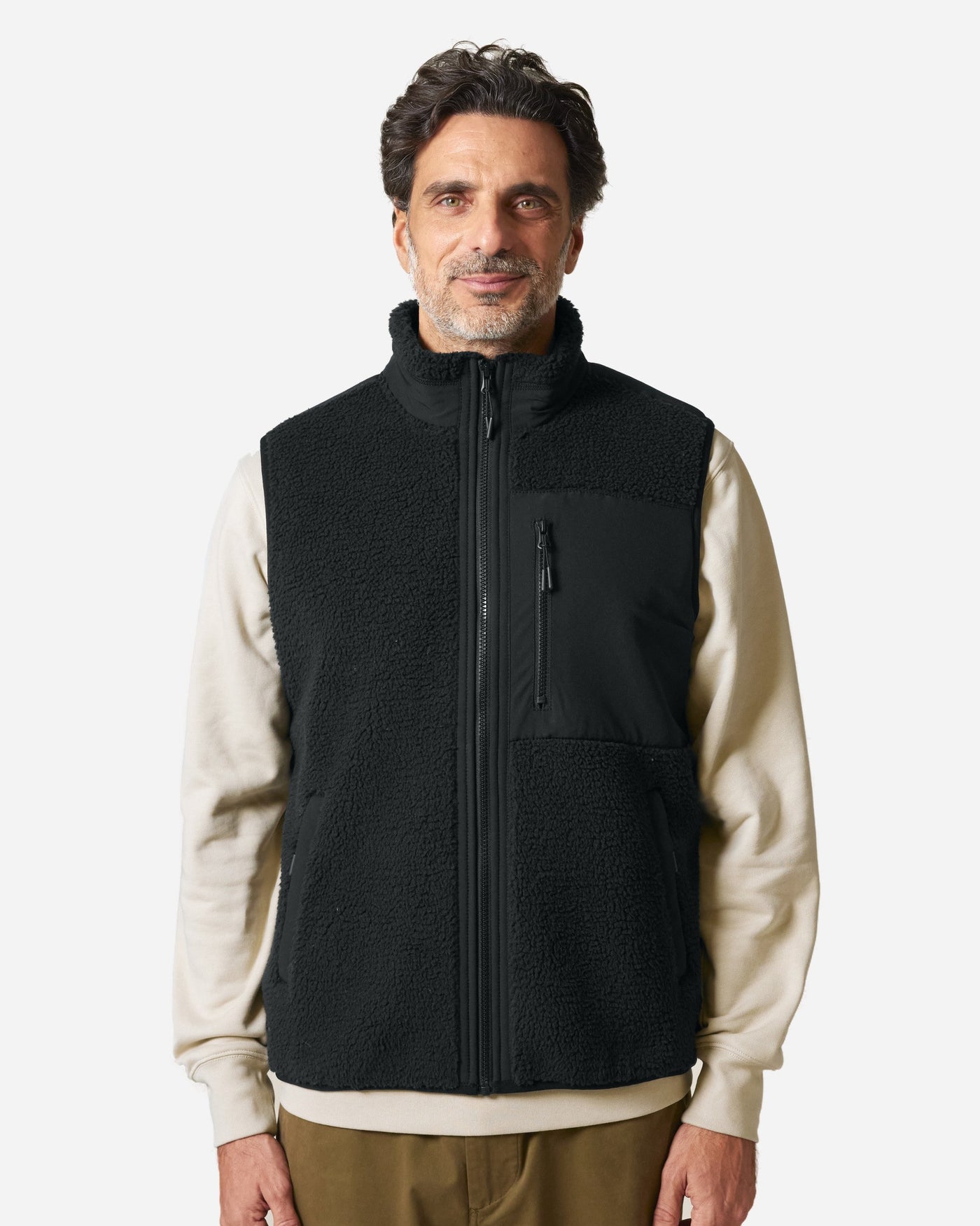 Gilet sherpa unisexe Liner porté, coloris Black