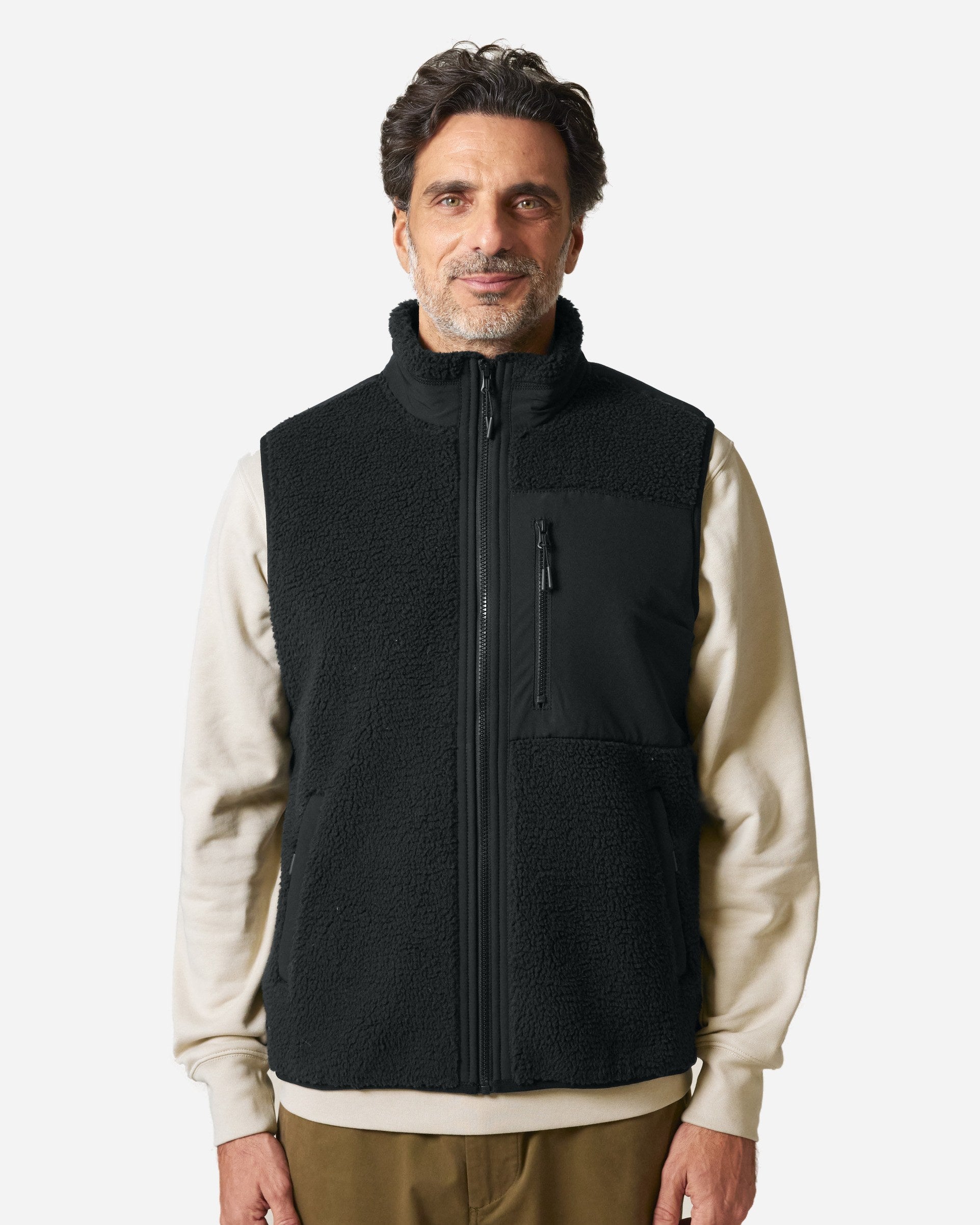 Gilet sherpa unisexe Liner porté, coloris Black
