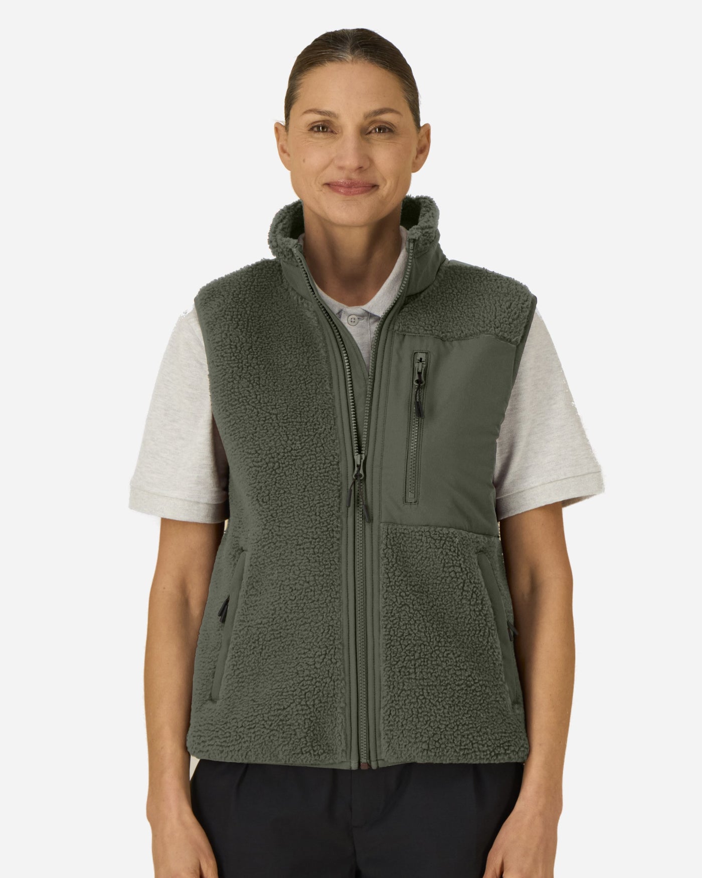 Gilet sherpa unisexe Liner porté, coloris Khaki