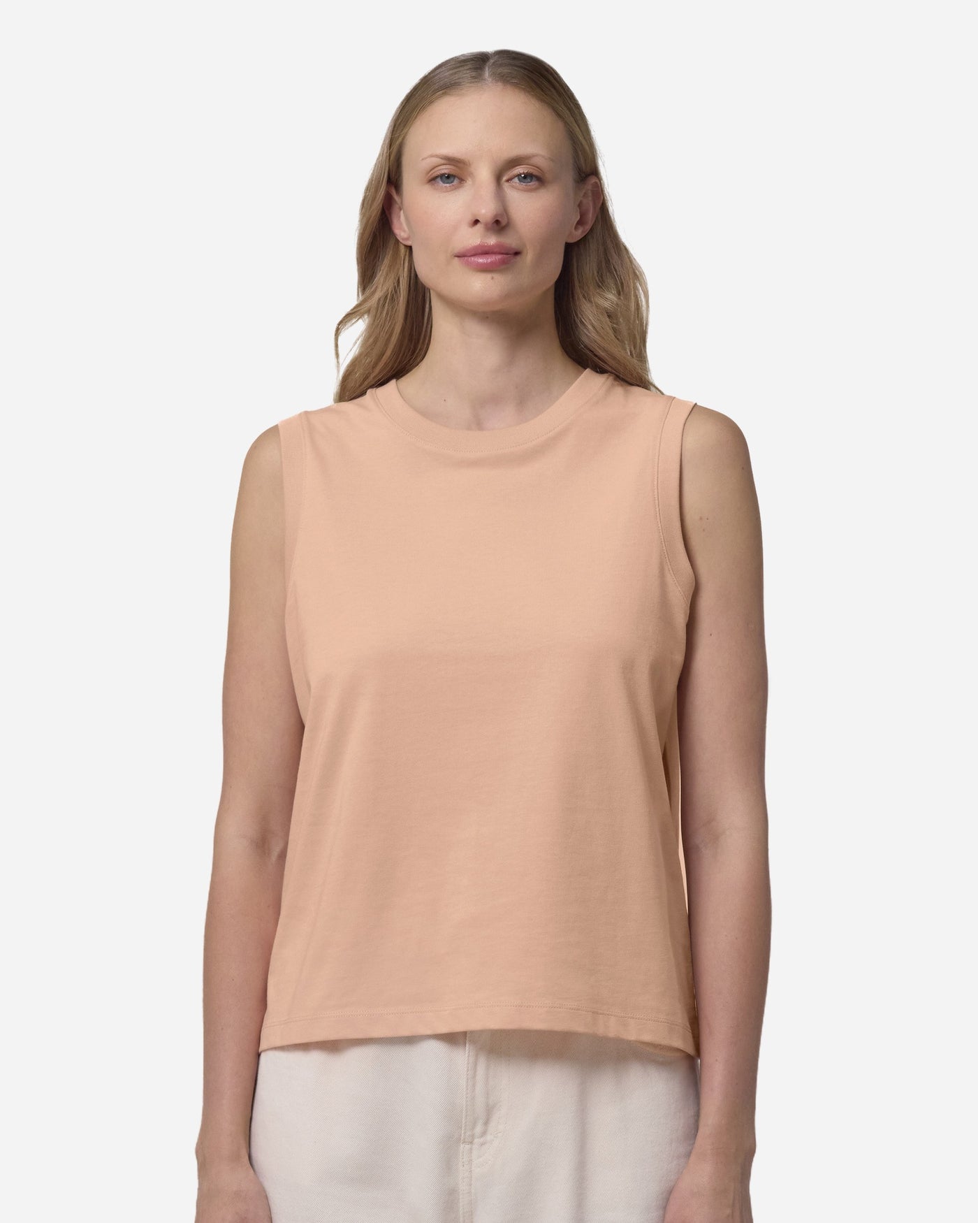 Débardeur femme Stella Mia porté, coloris Fraiche Peche