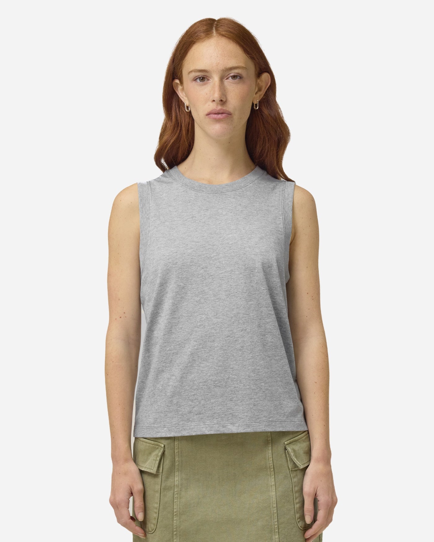Débardeur femme Stella Mia porté, coloris Heather Grey