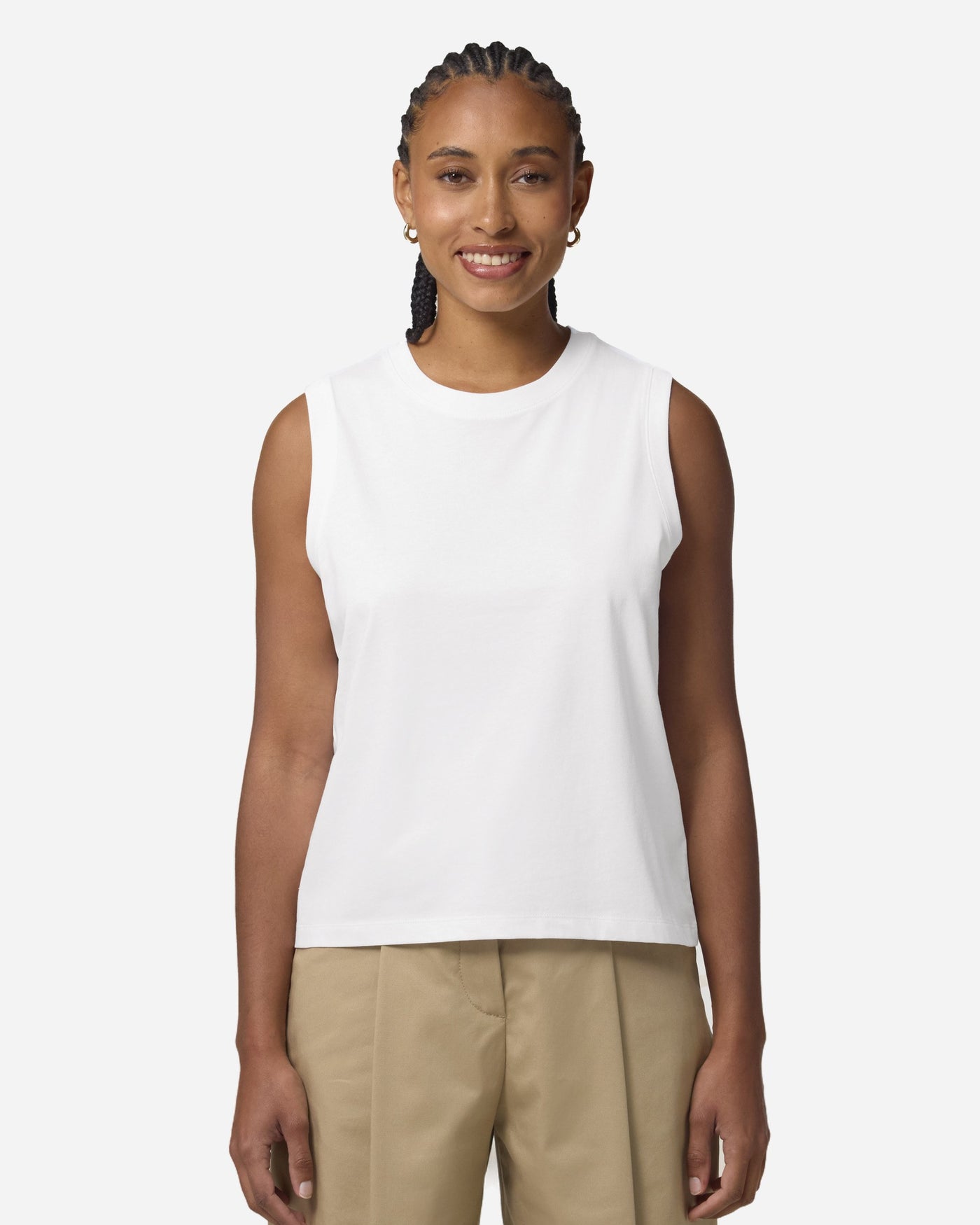 Débardeur femme Stella Mia porté, coloris White