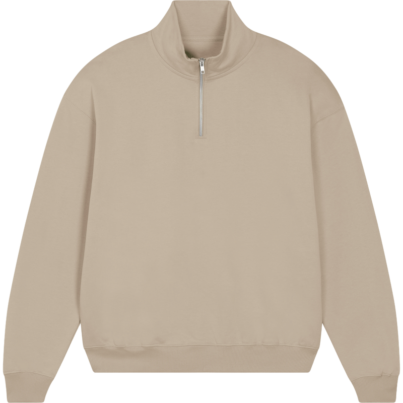 Sweat col zippé unisexe Miller Dry à plat, coloris Desert Dust