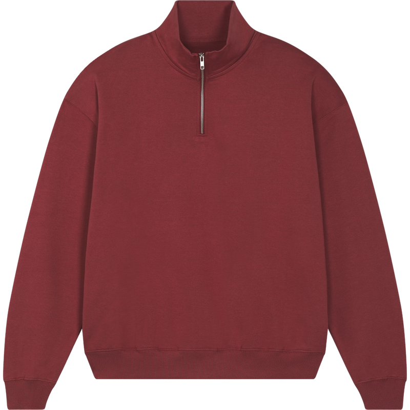 Sweat col zippé unisexe Miller Dry à plat, coloris Red Earth