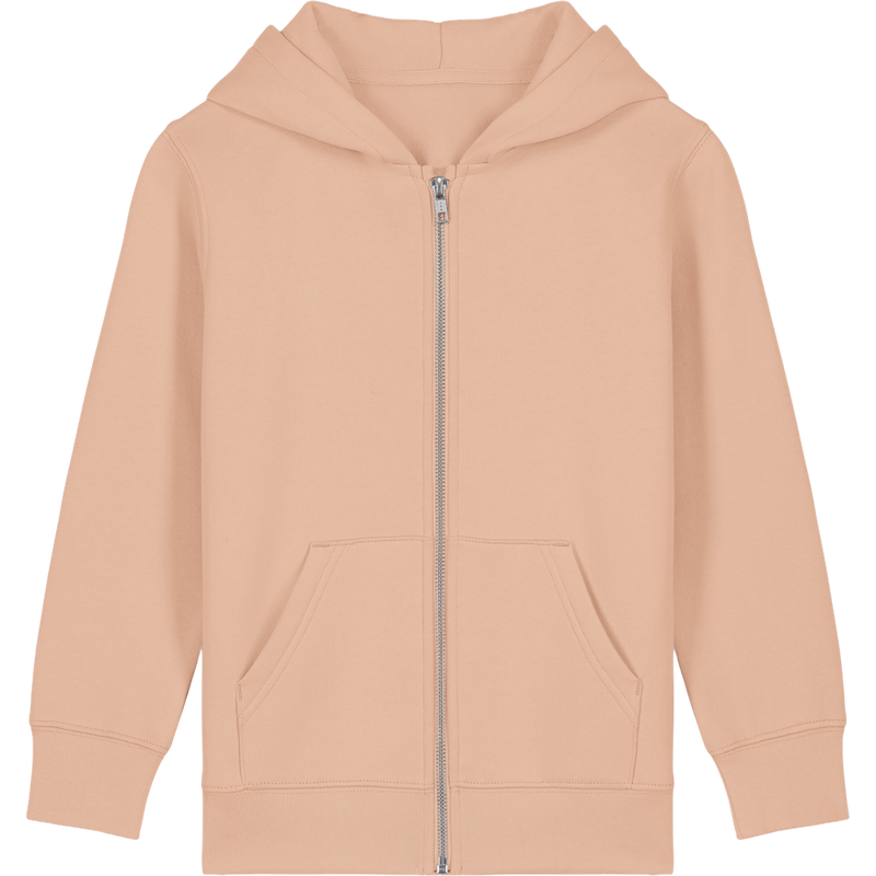 Sweat à capuche zippé enfant Mini Cultivator 2.0 à plat, coloris Fraiche Peche