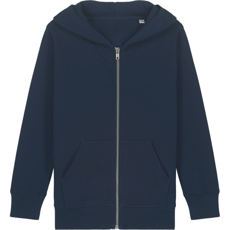 Sweat à capuche zippé enfant Mini Cultivator 2.0 à plat, coloris French Navy