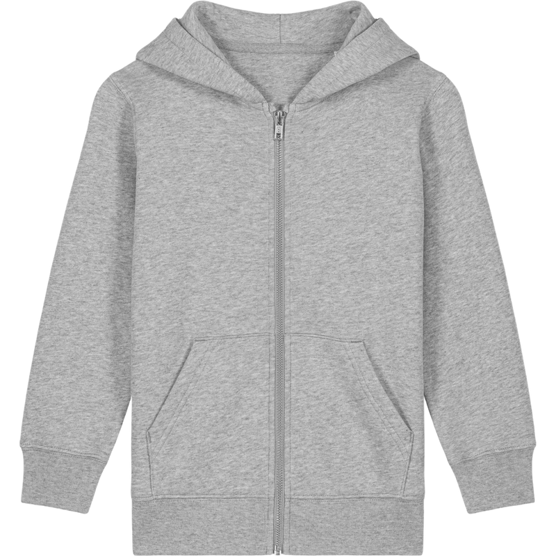 Sweat à capuche zippé enfant Mini Cultivator 2.0 à plat, coloris Heather Grey