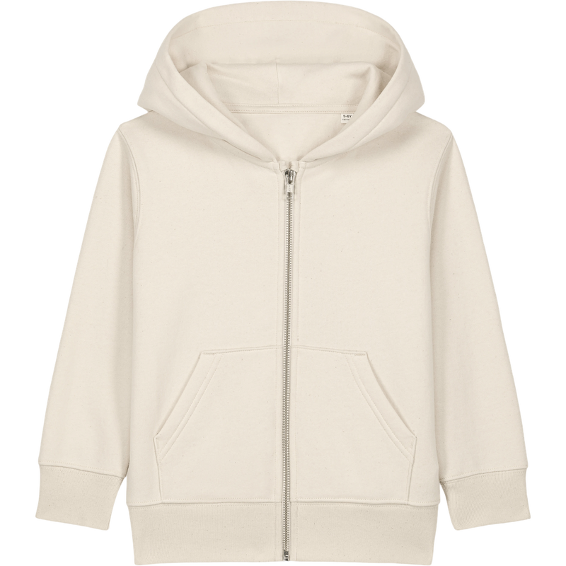 Sweat à capuche zippé enfant Mini Cultivator 2.0 à plat, coloris Natural Raw