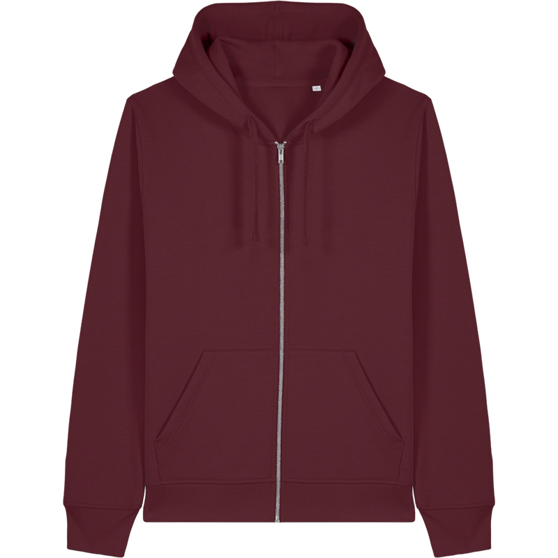 Sweat à capuche zippé unisexe Mixer à plat, coloris Burgundy