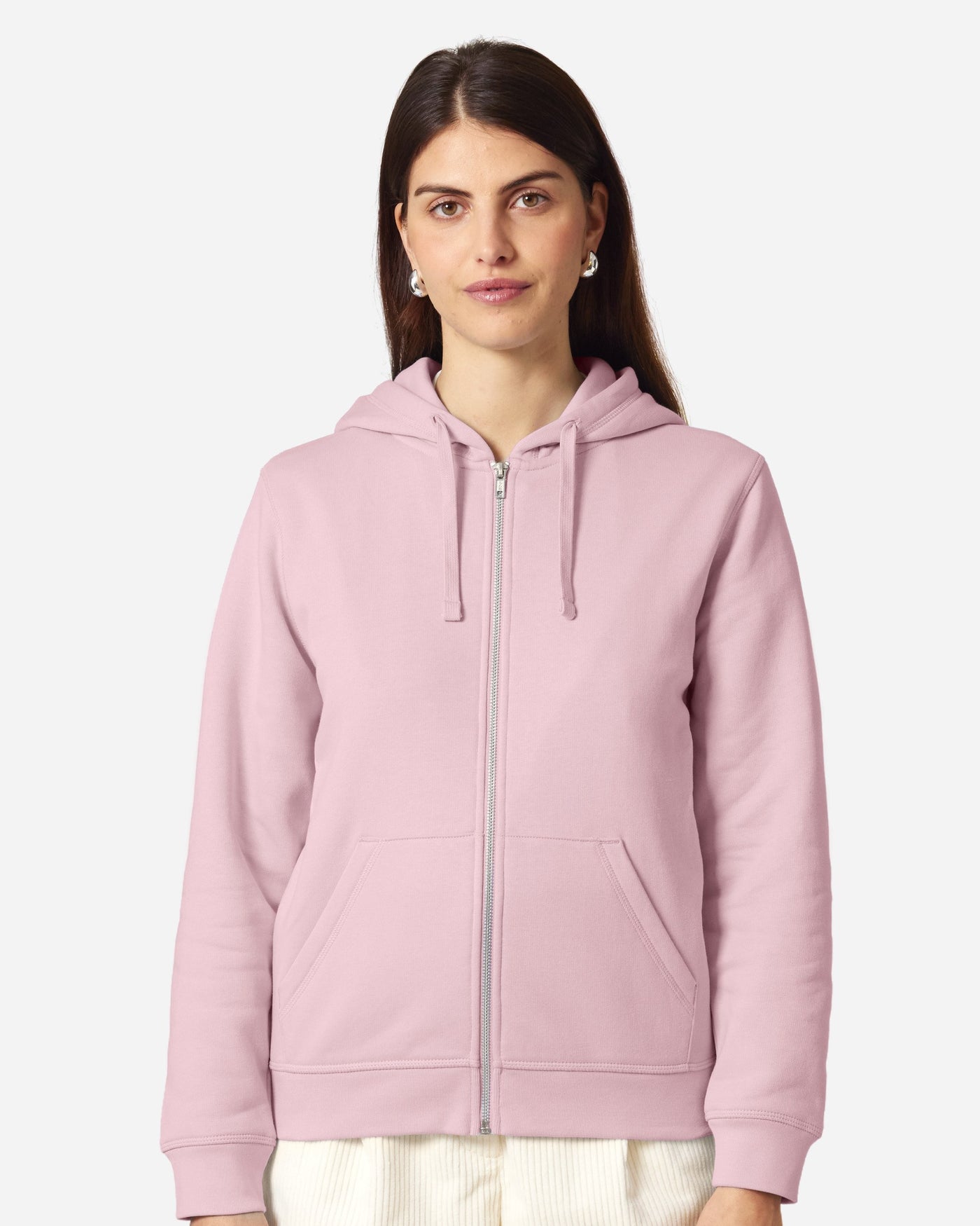 Sweat à capuche zippé unisexe Mixer porté, coloris Cotton Pink