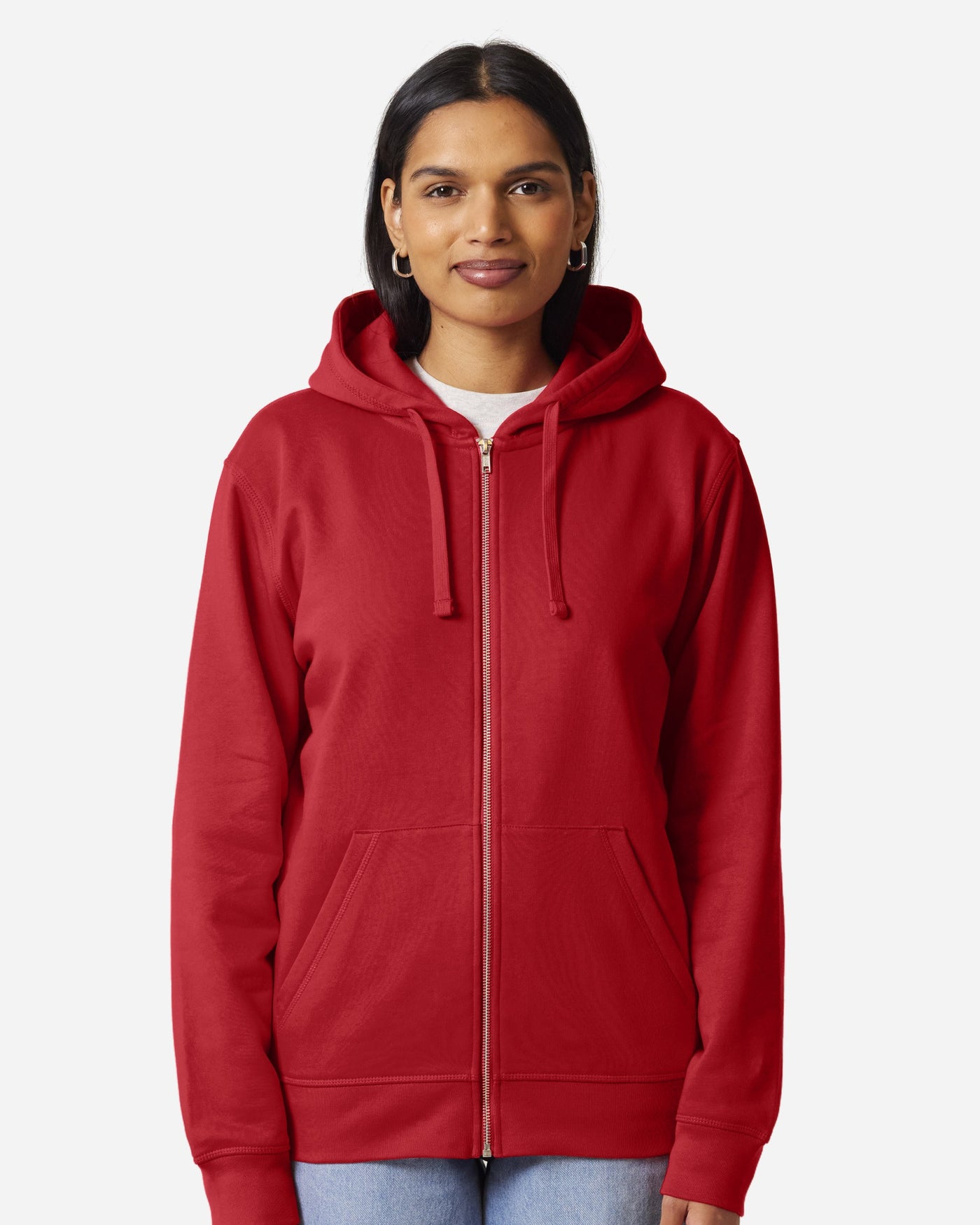 Sweat à capuche zippé unisexe Mixer porté, coloris Red
