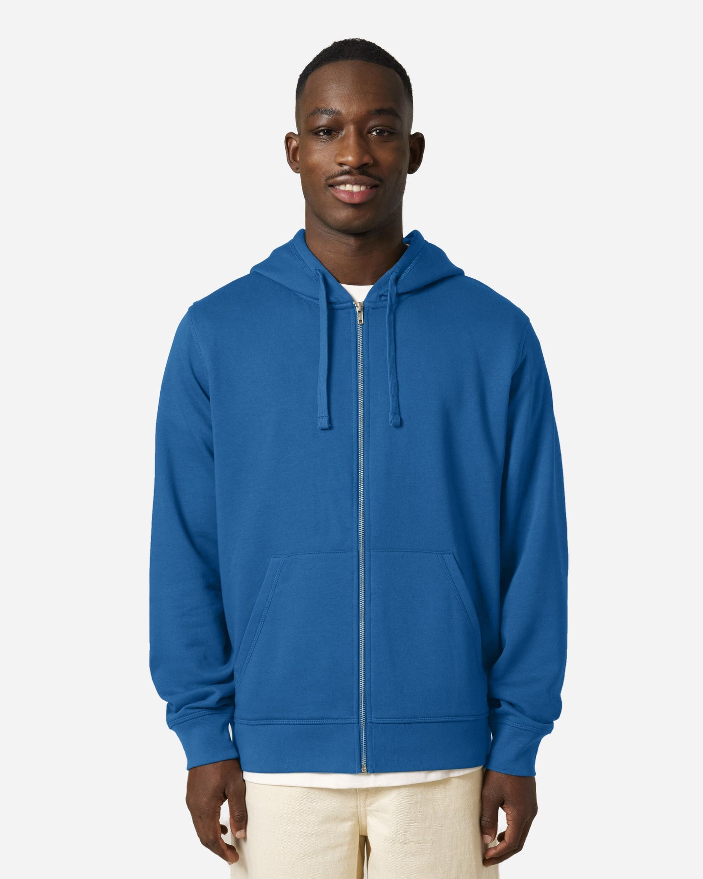 Sweat à capuche zippé unisexe Mixer porté, coloris Royal Blue