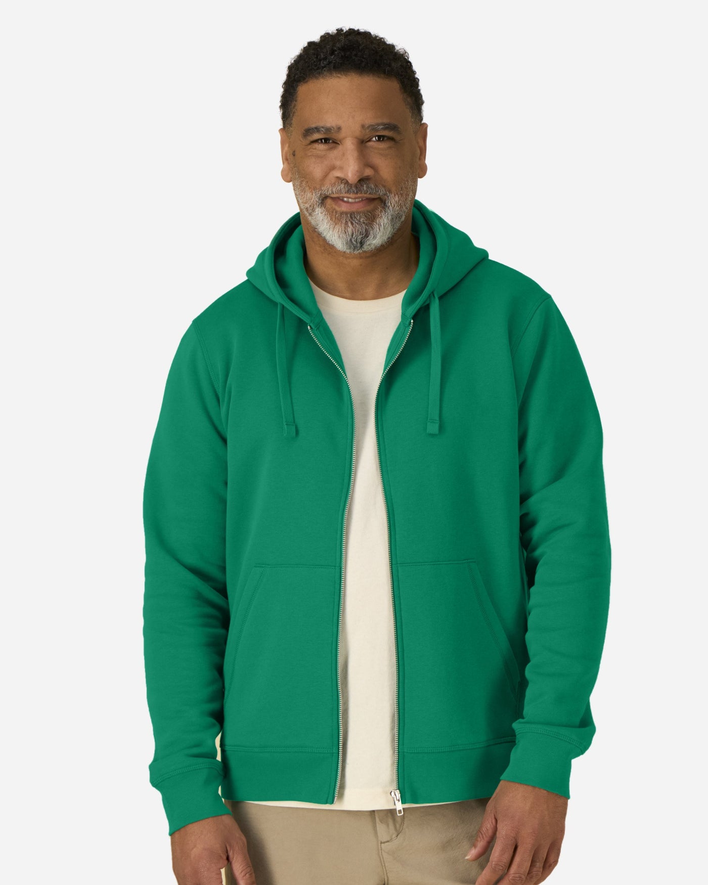 Sweat à capuche zippé unisexe Mixer porté, coloris Verdant Green