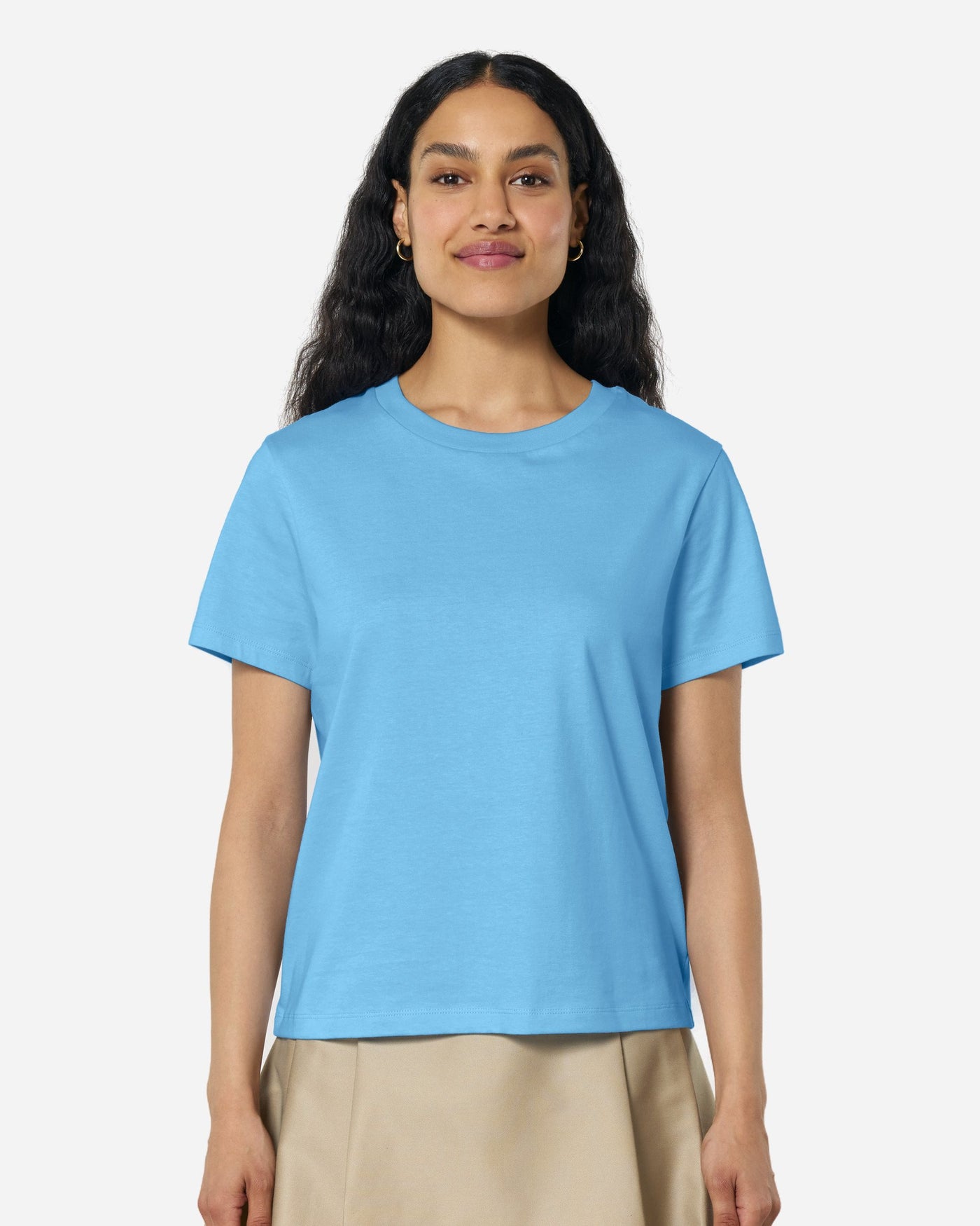 T-shirt femme Stella Muser porté, coloris Aqua Blue