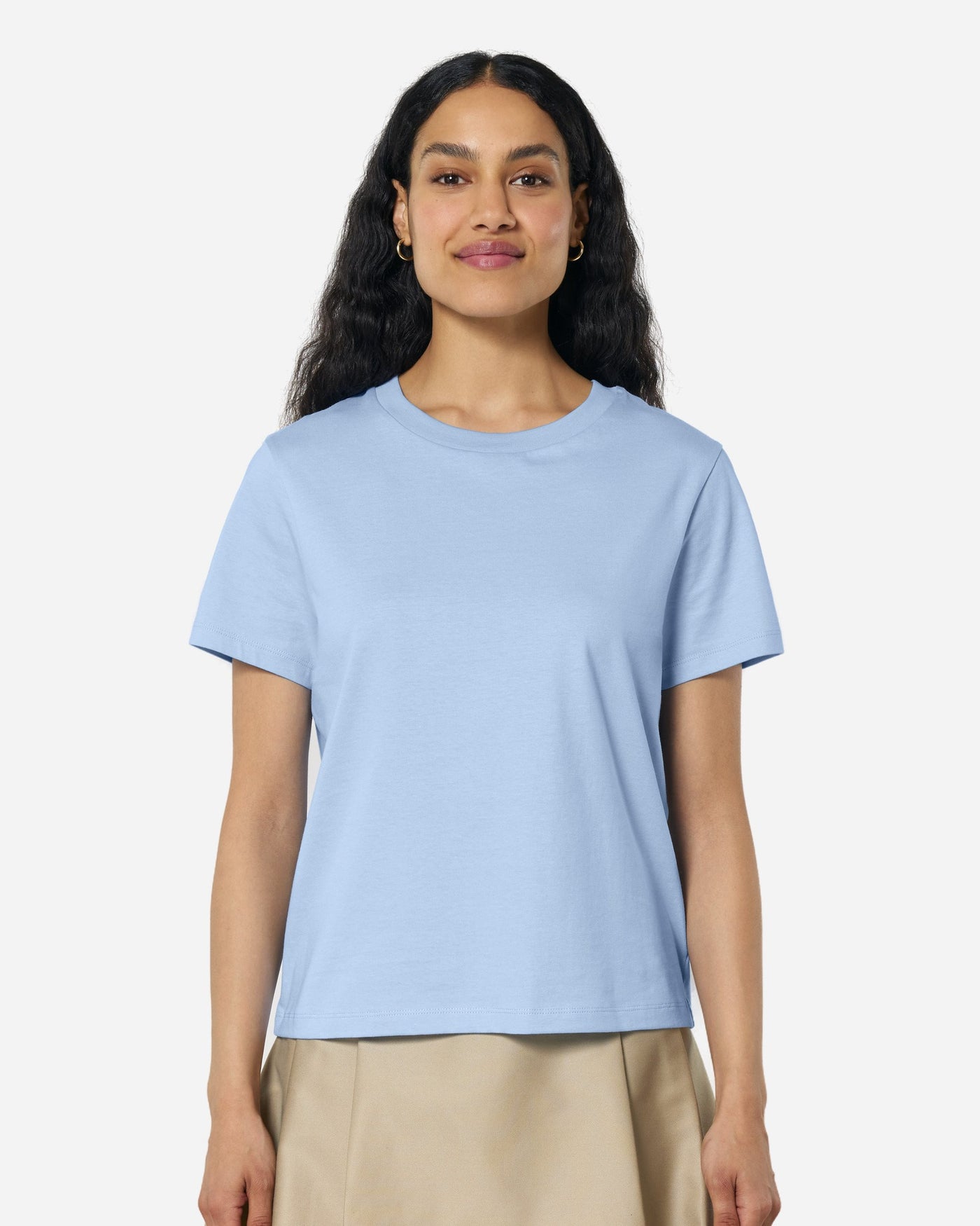 T-shirt femme Stella Muser porté, coloris Blue Soul