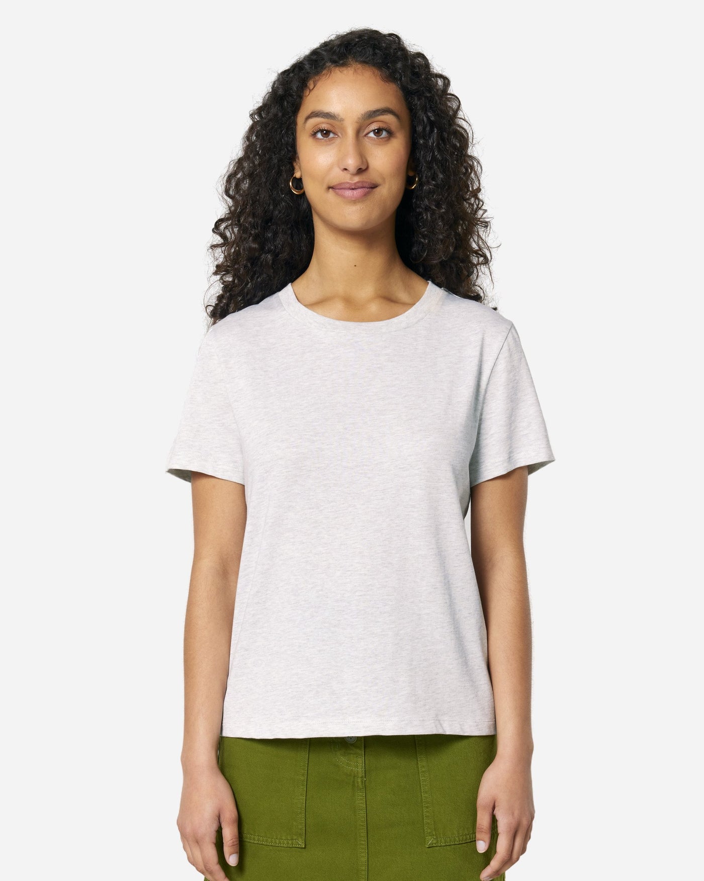 T-shirt femme Stella Muser porté, coloris Cool Heather Grey