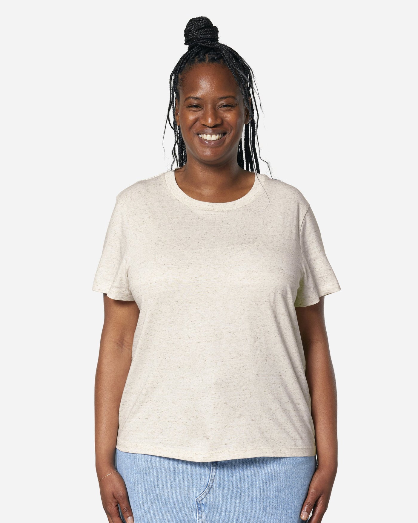 T-shirt femme Stella Muser porté, coloris Eco-Heather