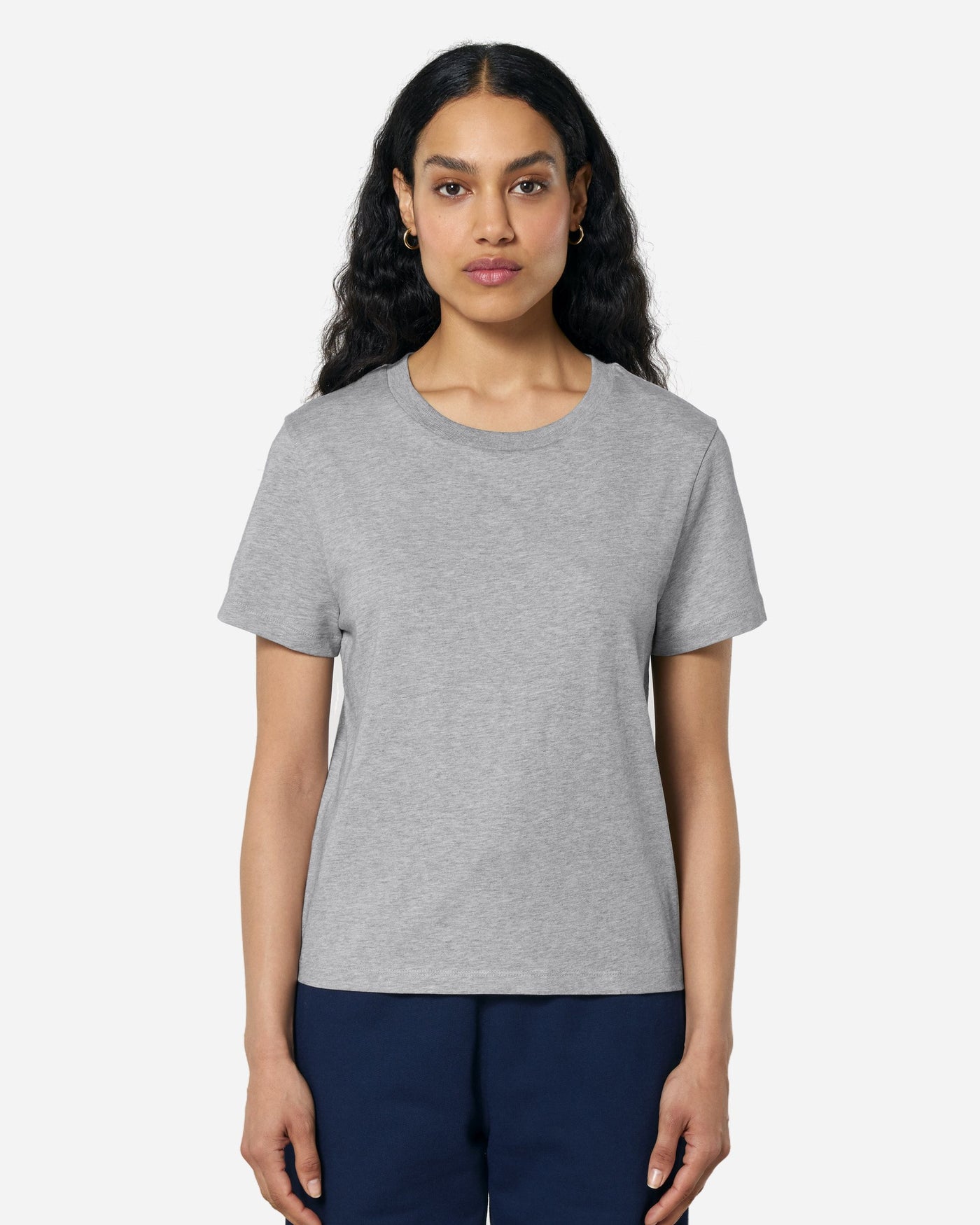 T-shirt femme Stella Muser porté, coloris Heather Grey