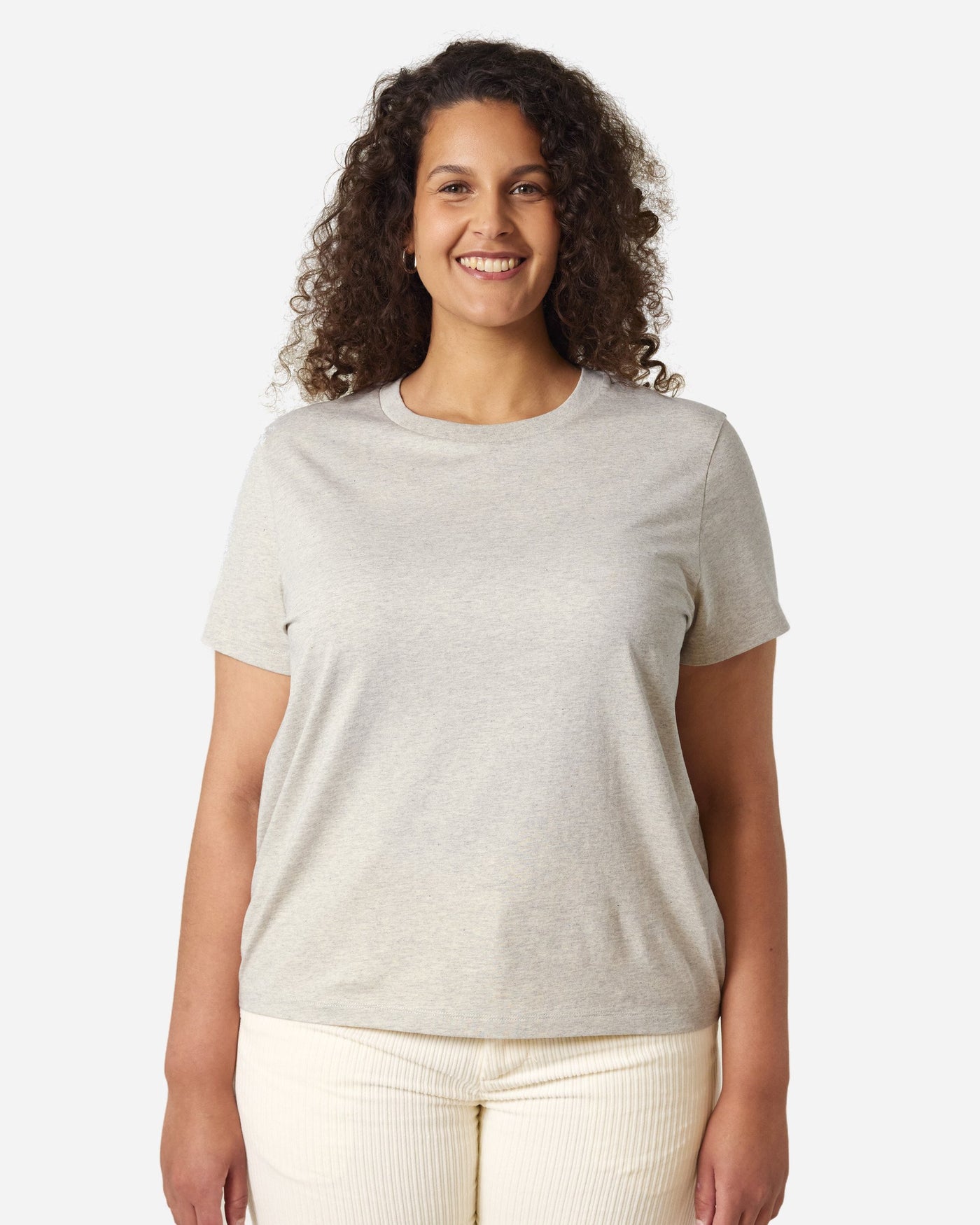T-shirt femme Stella Muser porté, coloris Heather Haze
