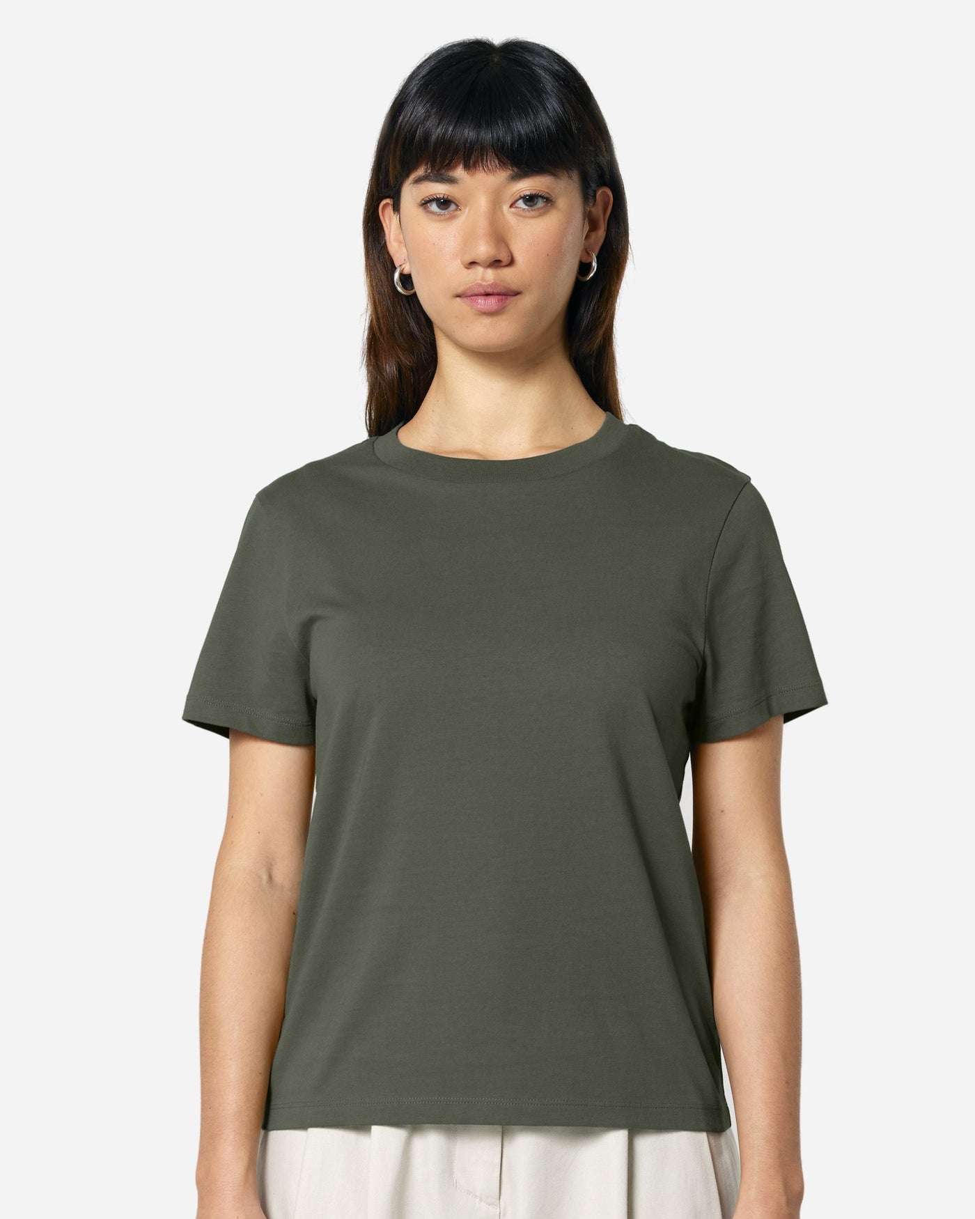 T-shirt femme Stella Muser porté, coloris Khaki