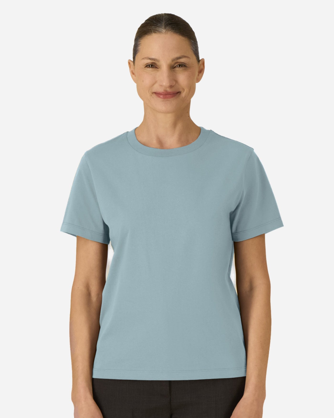T-shirt femme Stella Muser porté, coloris Pebble Blue